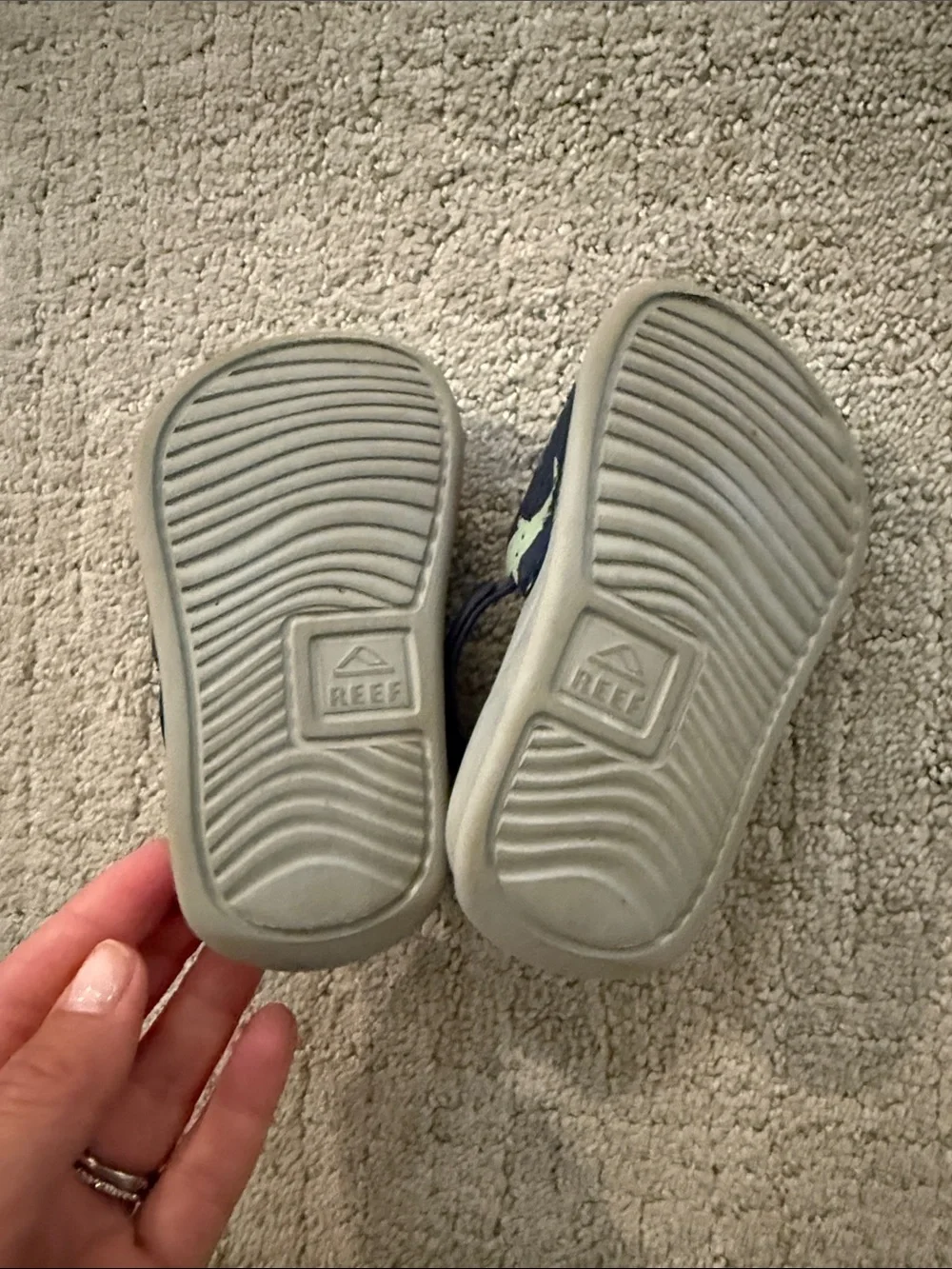 Reef Kids Navy Shark Print Strap Sandals with Light Gray Footbed
